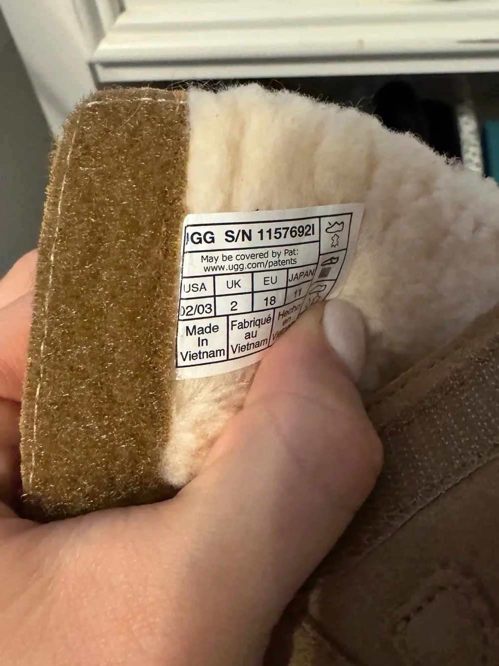 UGG Baby Brown Suede Sheepskin Booties with Ribbon Bows